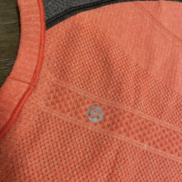 Lululemon Swiftly Tech Shirt 6 Womens Peach Gray Cap Sleeve Stretch Active Top - Picture 5 of 7